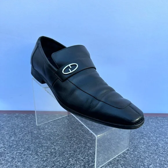 VINTAGE GUCCI BLACK LEATHER  G LOGO DETAIL LOAFERS Size 8-9 MADE IN ITALY Gucci loafers — main image 3